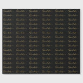 Papier Cadeau Élégant Chocolat Entreprise Script Noir Or (Plat)