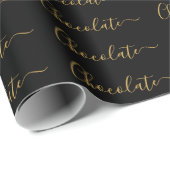 Papier Cadeau Élégant Chocolat Entreprise Script Noir Or (Coin rond)