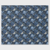 Papier Cadeau Elegant Christmas Blue and White Floral Gift (Plat)