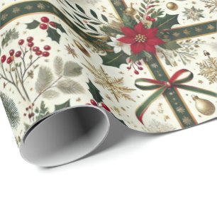 Papier Cadeau Elegant Christmas Gift Wrap with Snowflakes