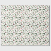 Papier Cadeau Elegant Christmas Greenery & Red Berries Holiday (Plat)