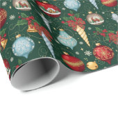 Papier Cadeau Elegant Christmas Ornaments Wrapping Paper (Coin rond)