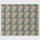 Papier Cadeau Elegant Christmas Peach and Sage Green Floral  (Plat)