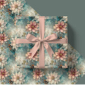 Papier Cadeau Elegant Christmas Peach and Sage Green Floral 