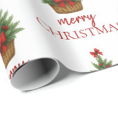 Papier Cadeau Elegant Christmas Tree – Red Ribbon (Coin rond)