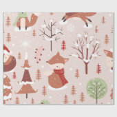 Papier Cadeau Élégant classique Arbre de Noël Fox Motif (Plat)