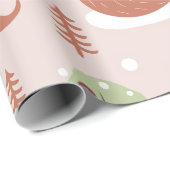 Papier Cadeau Élégant classique Arbre de Noël Fox Motif (Coin rond)