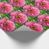 Papier Cadeau Élégant classique floral rose fleur marguerite (Coin)