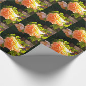 Papier Cadeau Elégant classique pêche orange rose floral (Coin)