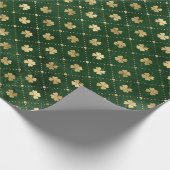Papier Cadeau Élégant Clover Vert Or (Coin)
