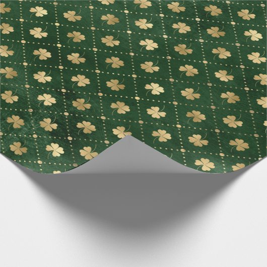 Papier Cadeau Élégant Clover Vert Or (Coin)