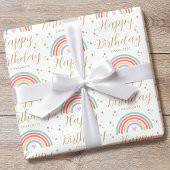 Papier Cadeau Elégant Coeur Arc-en-ciel Joyeux Anniversaire Nom