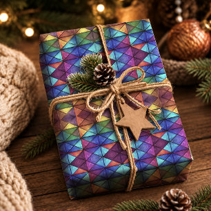 Papier Cadeau Élégant Coloré Diamant Verre Cathédrale Mosaïque A