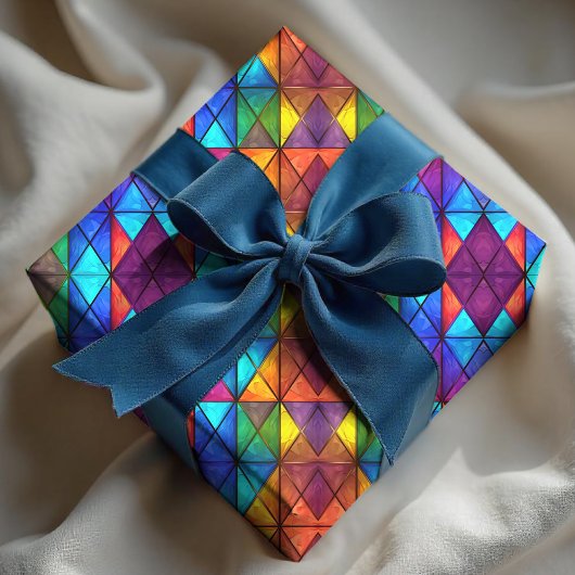Papier Cadeau Elegant colorful diamond stained glass