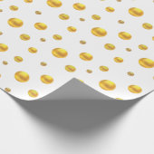 Papier Cadeau Elégant Confetti or sur blanc (Coin)