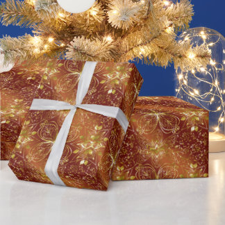 Papier Cadeau Elegant Copper Flower Mandala Wrapping Paper