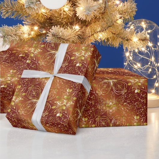 Papier Cadeau Elegant Copper Flower Mandala Wrapping Paper (Vacances)