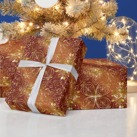 Papier Cadeau Elegant Copper Gold Florals Luxe Aesthetics (Vacances)