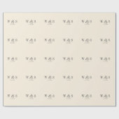 Papier Cadeau Élégant couple mariage initial crème naturelle (Plat)