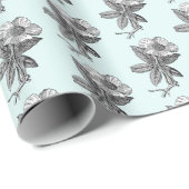 Papier Cadeau Elégant crayon de fleurs croquis Nature Art (Coin rond)