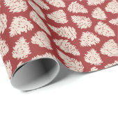 Papier Cadeau Elegant Cream Pinecones Red Wrapping Paper (Coin rond)