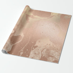 Papier Cadeau Élégant cuivre moderne rose or parties scintilla