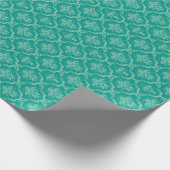 Papier Cadeau Élégant damas à la menthe verte et turquoise (Coin)