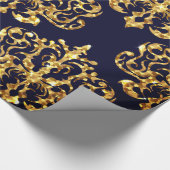 Papier Cadeau Elegant Damask Gold & Black Wrapping paper roll (Coin)