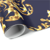 Papier Cadeau Elegant Damask Gold & Black Wrapping paper roll (Coin rond)
