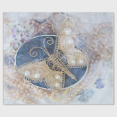 Papier Cadeau Élégant de l'or blanc de la mariée Mariage papillo (Plat)