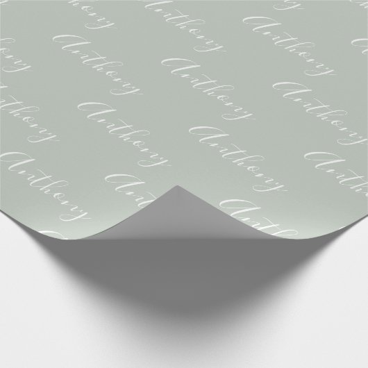 Papier Cadeau Élégant de script personnalisé vert (Coin)