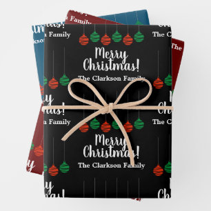 Papier Cadeau Élégant décor de boule de Noël enveloppant feuille