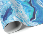 Papier Cadeau Élégant Dentelle folle Agate 6 - Océan Bleu (Coin rond)