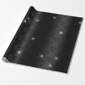 Papier Cadeau Élégant Diamant Noir Mariage Fiançailles (Déroulé)