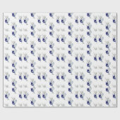 Papier Cadeau Elegant Dusty Blue Navy Floral Wedding  (Plat)