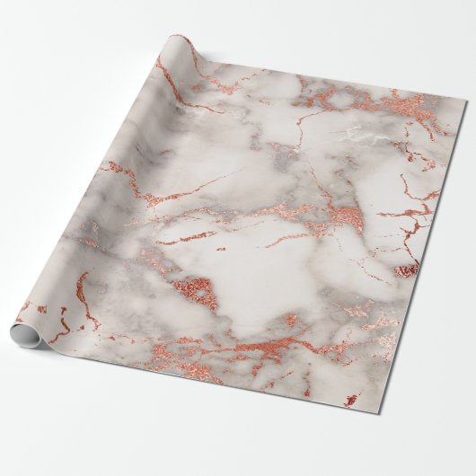 Papier Cadeau élégant effet de marbre gris et rose (Déroulé)