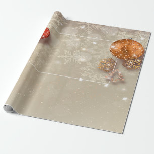 Papier Cadeau Élégant Élégant Snowflakes, Christmas Balls Holida