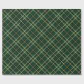 Papier Cadeau Elegant Emerald Gold Plaid Christmas (Plat)