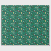 Papier Cadeau Élégant Emerald Green Peace & Joy Christmas (Plat)