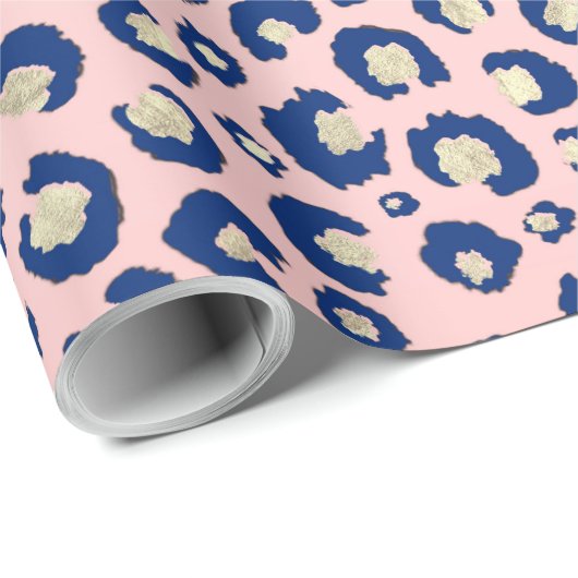 Papier Cadeau Élégant empreinte de léopard or bleu Mint Gradient (Coin rond)
