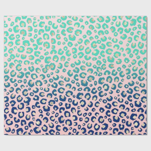 Papier Cadeau Élégant empreinte de léopard or bleu Mint Gradient (Plat)