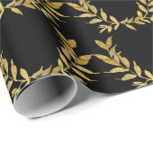 Papier cadeau élégant et chic Monogramme à feuille (Coin rond)