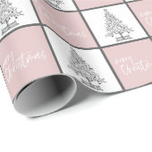 Papier Cadeau Élégant et chic Motif de Noël rose (Coin rond)
