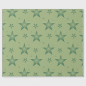 Papier Cadeau Élégant et élégant Olive Stars sur Sage Green (Plat)