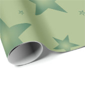 Papier Cadeau Élégant et élégant Olive Stars sur Sage Green (Coin rond)