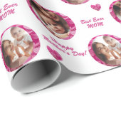 Papier Cadeau Élégant et mignon 2-Photo, Coeurs floraux roses (Coin rond)