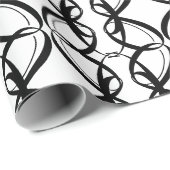 Papier Cadeau Elégant, Fancy Mariage noir et blanc, Fiançailles (Coin rond)