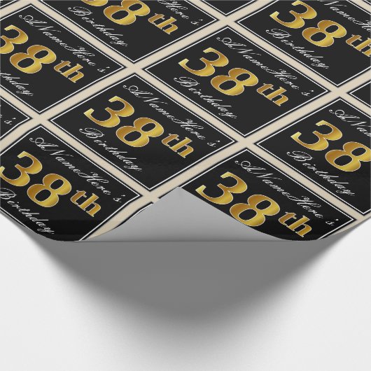 Papier Cadeau Elégant, Faux Gold 38e anniversaire + Nom personna (Coin)