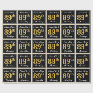 Papier Cadeau Elégant, Faux Gold 89e anniversaire + Nom personna