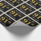 Papier Cadeau Elégant, Faux Gold 91ème Anniversaire + Nom person (Coin)